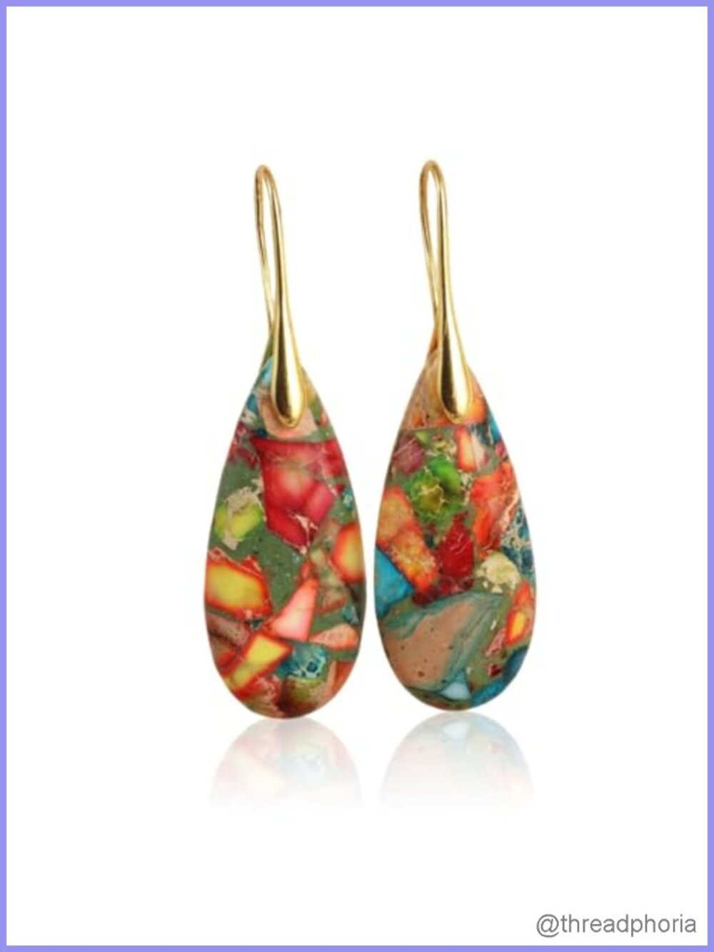 2PCS Natural Stone Dangle Drop Earrings for Women Boho Teardrop Statement